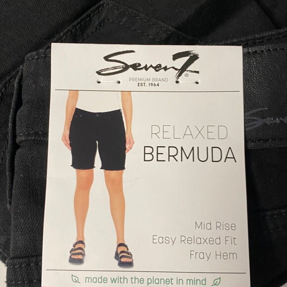 Seven7 Womens Relaxed Bermuda Shorts Black Cotton Blend Size 6 NWT - Picture 8 of 11